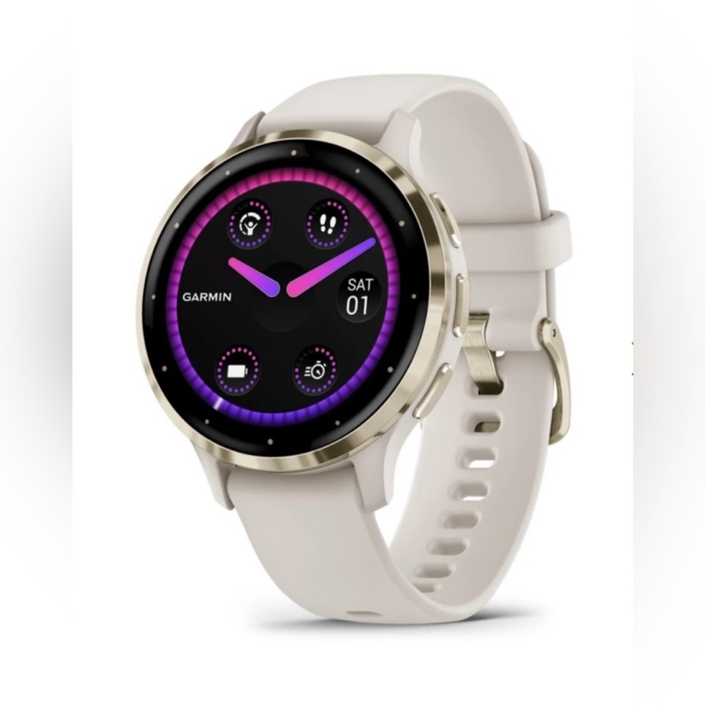 Garmin Silver and White Smartwatch